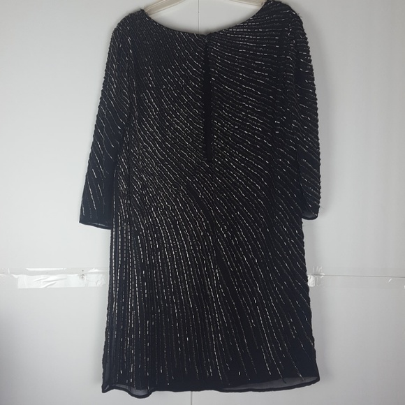 MNG (Mango) Beaded Black SZ L Midi Dress - Picture 5 of 5